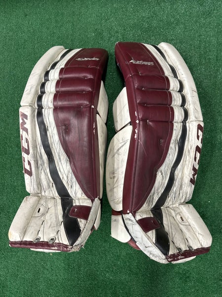 White 38" Senior CCM Extreme Flex Pro Goalie Leg Pads Pro Stock (Used)