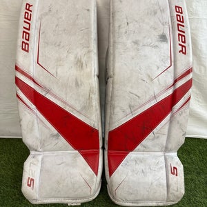 White XS Senior Bauer S27 Goalie Leg Pads (Used)