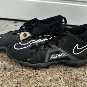 Black Men's Size M 10.0 (W 11.0) Adult Nike Alpha Menace 3 Shark Mid Top Cleats Molded Cleats (Used)