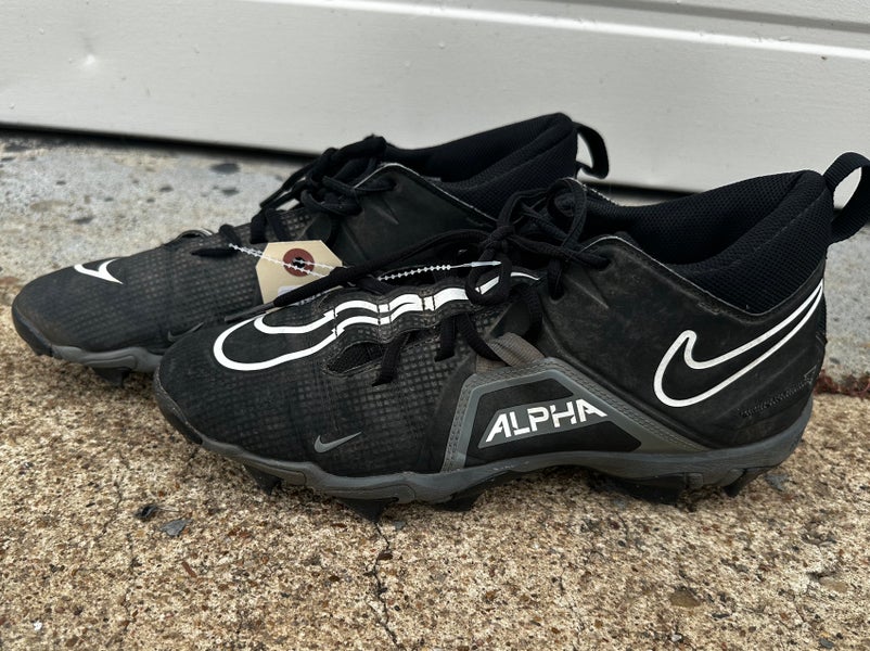 Black Men's Size M 10.0 (W 11.0) Adult Nike Alpha Menace 3 Shark Mid Top Cleats Molded Cleats (Used)