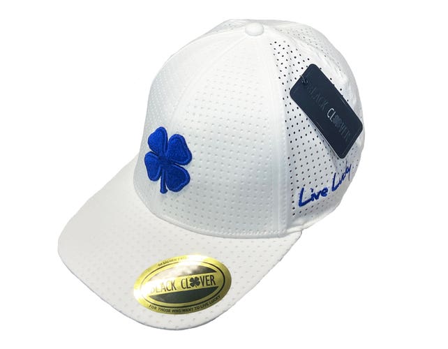 NEW Black Clover Live Lucky Perf 15 White Fitted S/M Golf Hat/Cap