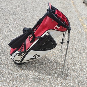 Ping Hoofer 14 Divider Dual Golf Stand Stand Bag Red/Black/White w Raincover