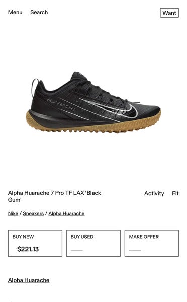 Nike Alpha Huarache 7 Pro TF LAX Turf Cleats