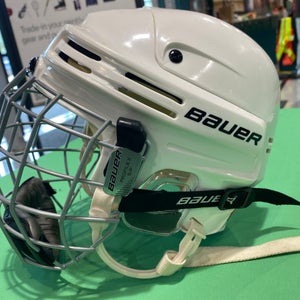 White Small Bauer BHH4500 Helmet with Cage (Used)