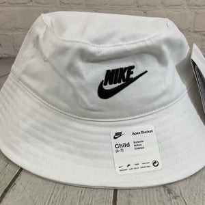 Nike 8A3085-001 Unisex Kid's 100% Cotton APEX Bucket Hat White Black 4/7