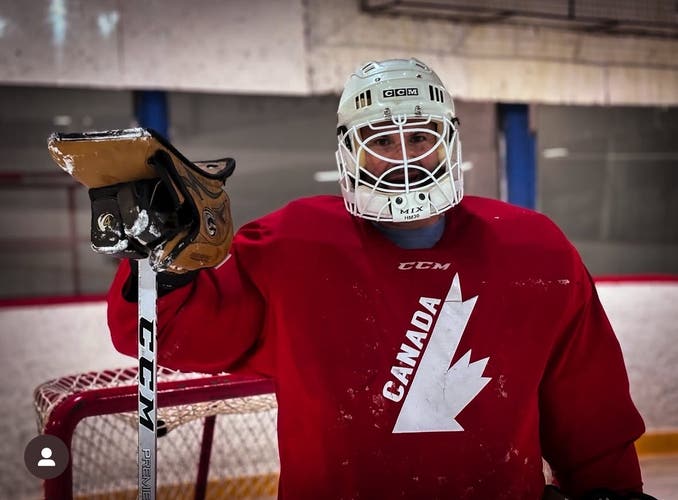 Vintage Goalie CCM HT1 helmet with HM30 Cooper Replica Cage Mask Combo