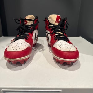 Red Men's Size M 9.0 (W 10.0) Adult Nike High Top Air Jordan Molded Cleats (Used)