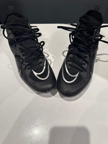 Black Men's Size M 9.0 (W 10.0) Adult Nike High Top Huarache Molded Cleats (Used)