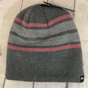 Travis Mathew 1MX392 BANNERMEN Outdoors Beanie Grey Red OSFA