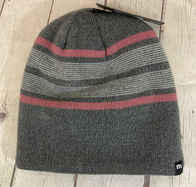 Travis Mathew 1MX392 BANNERMEN Outdoors Beanie Grey Red OSFA