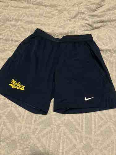 Michigan Wolverines NCAA Hockey Nike Dri Fit Gym Shorts, Size Adult Large