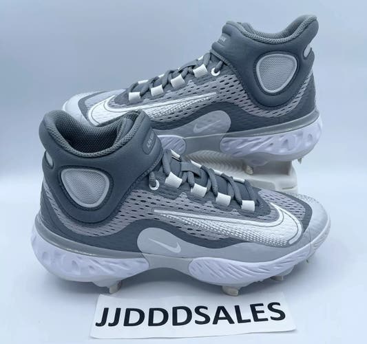 Nike Alpha Huarache Elite 4 Mid Baseball Cleats Gray DJ6520-012 Men's Size 11.5 NEW