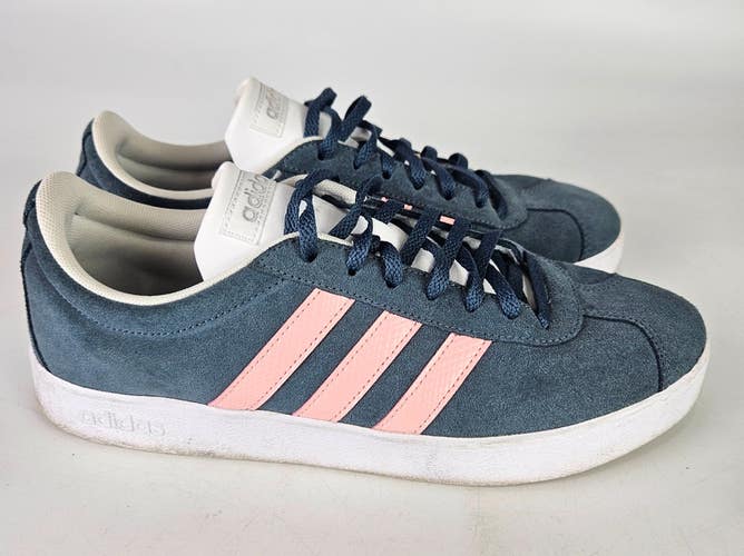 Adidas VL Court 2.0 Sneakers Women Size 10 Gray Glow Pink Skateboard Shoes
