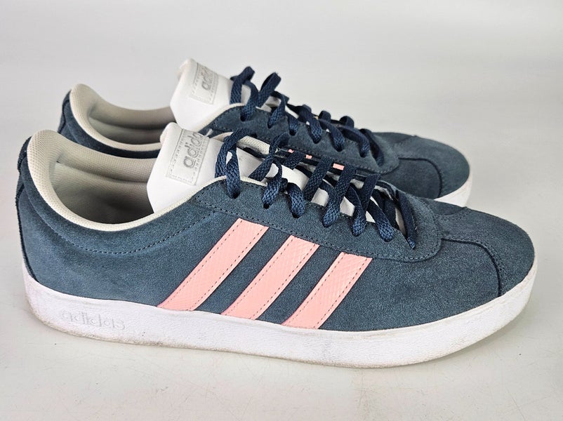 Adidas VL Court 2.0 Sneakers Women Size 10 Gray Glow Pink Skateboard Shoes
