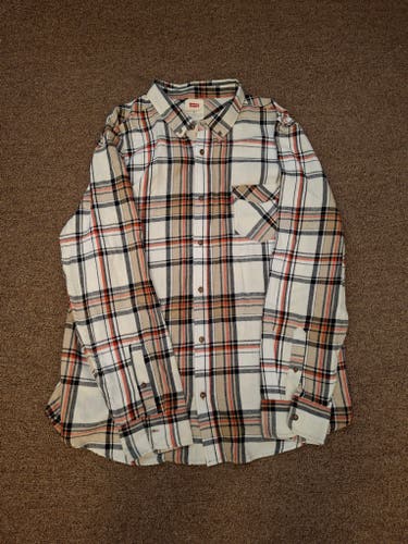 Levis Mens Button Down Long Sleeve Plaid Flannel Shirt Sz XXL