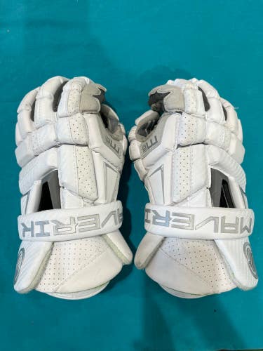 White Maverik M6 Lacrosse Gloves 12" (Used)