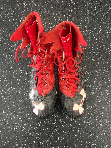 Used Under Armour LAX Cleats Mens Black And Red Senior 13 11849-S000029663