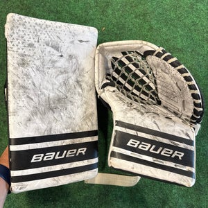 White Youth Bauer Prodigy Goalie Glove & Blocker Set Regular (Used)