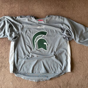 Gray Goalie Cut Men's CCM Michigan State Jersey