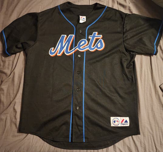 Black NY Mets XL Adult Unisex Majestic Jersey (Used)