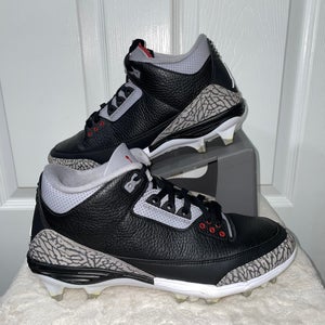 Size 10- Air Jordan 3 Retro TD Cleat Black Cement