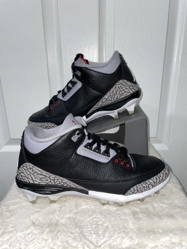 Size 10- Air Jordan 3 Retro TD Cleat Black Cement