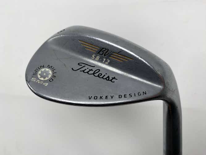 Titleist Vokey Spin Milled SM4 Chrome Wedge 58* 12 Bounce Wedge Steel Mens RH