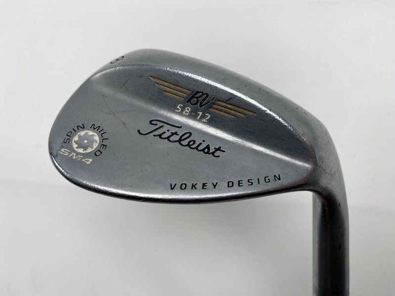 Titleist Vokey Spin Milled SM4 Chrome Wedge 58* 12 Bounce Wedge Steel Mens RH