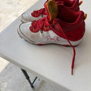 White Men's Size M 6.0 (W 7.0) Under Armour High Top Bryce harper Molded Cleats (Used)
