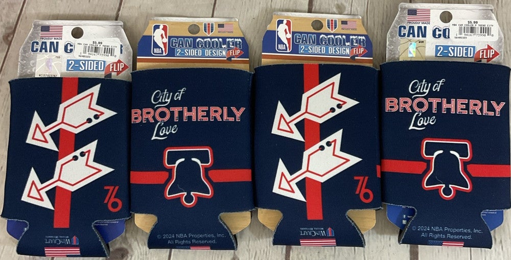 Can Cooler Official NBA 76ers City Of Brotherly Love Two Sided Design Four Piece