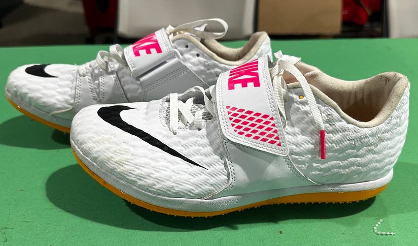 White Men's Size M 7.5 (W 8.5) Adult Nike Zoom High Jump Elite Spike Shoes (Used)