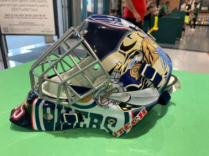 Blue Senior Itech Tommy Salo Edmonton Oilers Street Hockey Goalie Mask (Used)