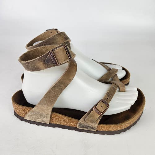 Birkenstock Yara Habana Brown Leather Ankle Sandals Women's Size: 38 / 7