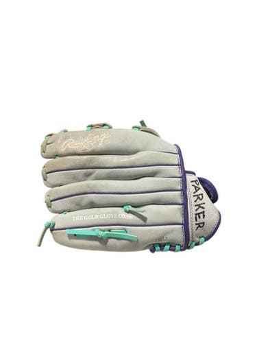 Used Rawlings LEAHER SHELL BB/SB Glove RH Throw Grey 12" 11834-S000037562