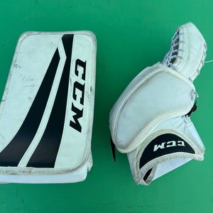 White Youth CCM Yflex Goalie Gloves & Blockers Regular