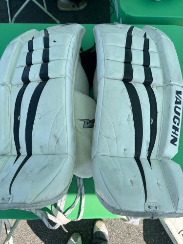 White 24" Junior Vaughn Velocity V7 Goalie Leg Pads