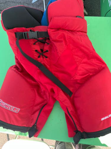 Red Senior Medium Bauer RPI Hockey Pants Pro Stock