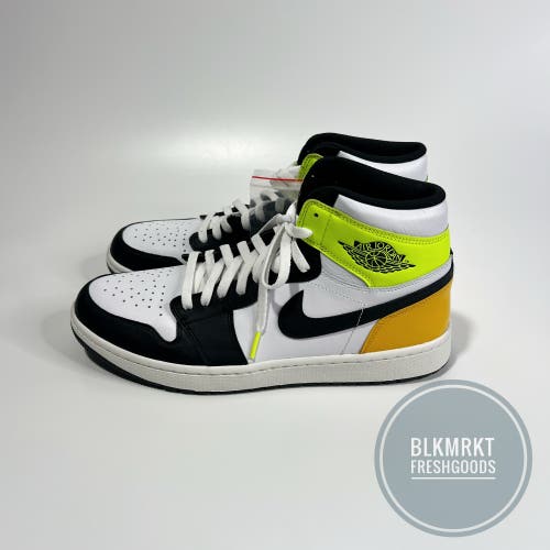 Nike Air Jordan 1 High Golf Shoe White Black Volt Gold 13