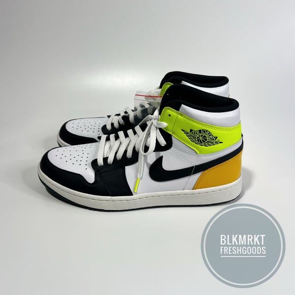 Nike Air Jordan 1 High Golf Shoe White Black Volt Gold  13