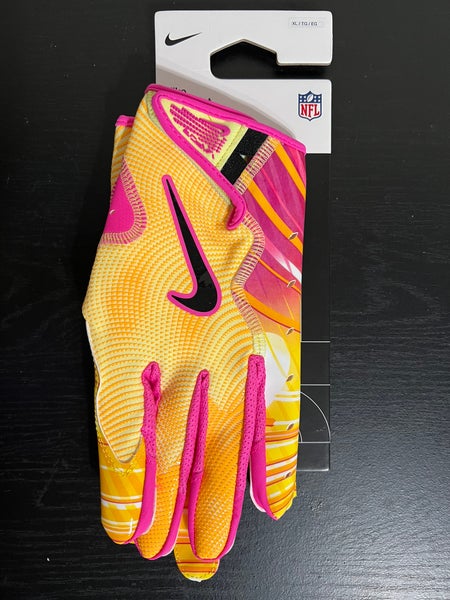 Nike Vapor Jet 8.0 Energy Combine Football Gloves Adult XL Yellow/Pink/White