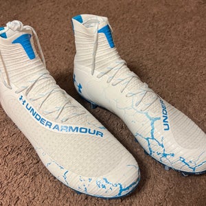NEW Under Armour Highlight MC Football Cleats White/Blue 3027302-100 Size 14
