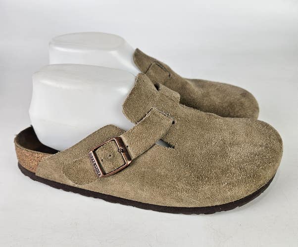 Birkenstock Boston Shoes Suede Leather Beige Clog Size 39 / 8 **Damaged**