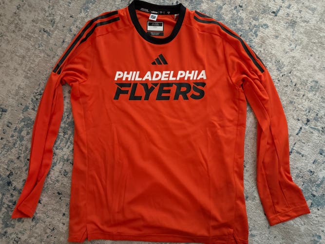 New without Tags Men's Large Philadelphia Flyers adidas Orange AEROREADY® Long Sleeve T-Shirt