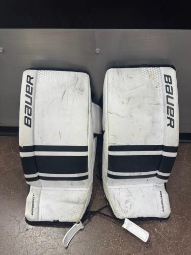 White 22" Youth Bauer GSX Prodigy Goalie Leg Pads (Used)