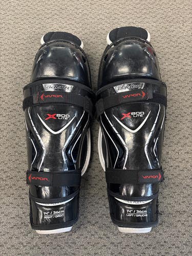 Used Bauer X800 LITE Senior Shin Guards Black 14" 11858-S000077273
