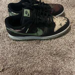 Black Men's Size M 11.5 (W 12.5) Adult Nike Dunk Low Shoes (Used)