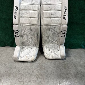 White Intermediate Warrior Ritual GT2 Goalie Leg Pads (Used) | 30”+ 1”