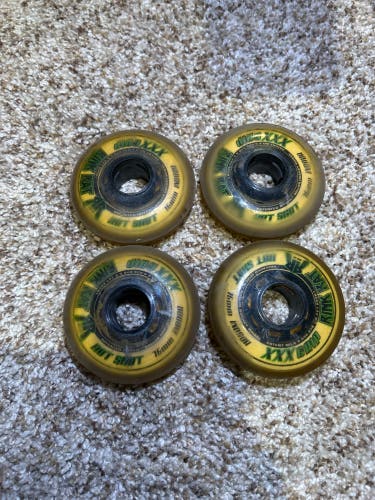 Used 4 76mm Rink Rat Hotshot Inline Skate Wheels