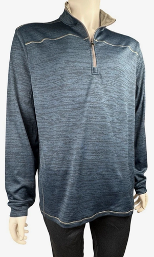 Pebble Beach Mens Large Blue Dry-Luxe Performance 1/4 Zip Shirt Pull Over New