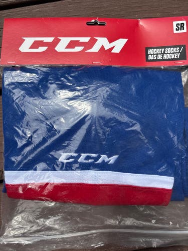 New CCM SX8000 Socks Sr. 30” Royal/White/Red